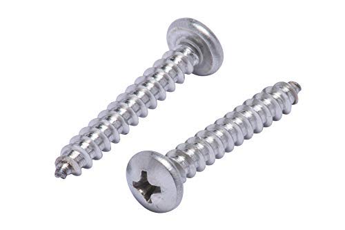 10 x 1-1/4" Flat Head Phillips Wood Screws, (Pack of 50), 18-8 (304) Stainless Steel