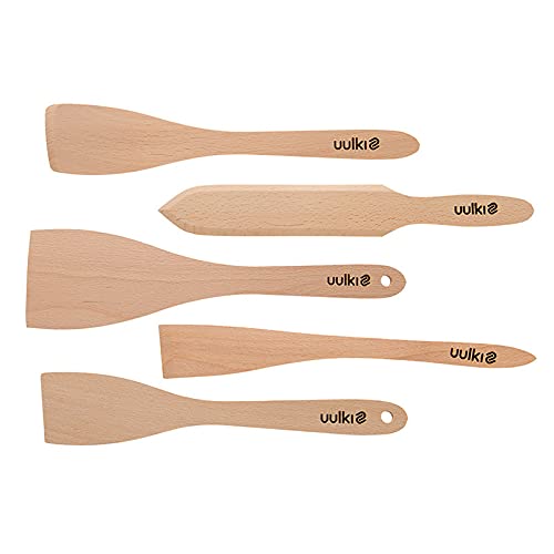 5-Piece Spatula Set Large Wooden Spatula/Baking Shovel with Pointed Tip