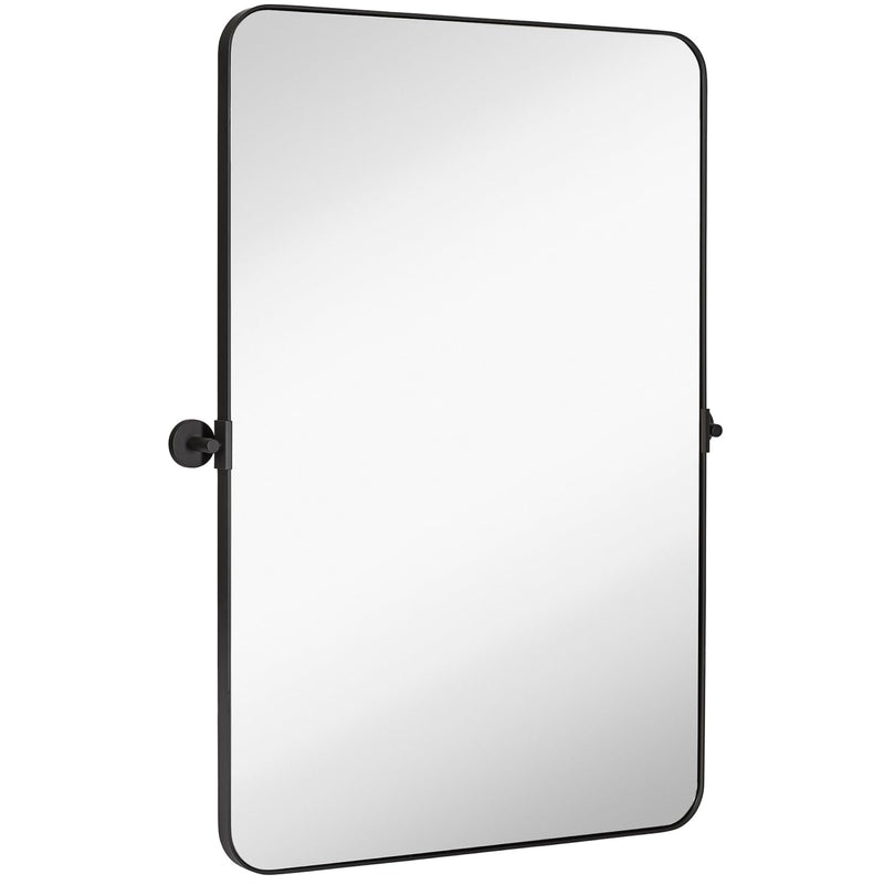 24x36 inch brushed black metal frame mirror for bathroom