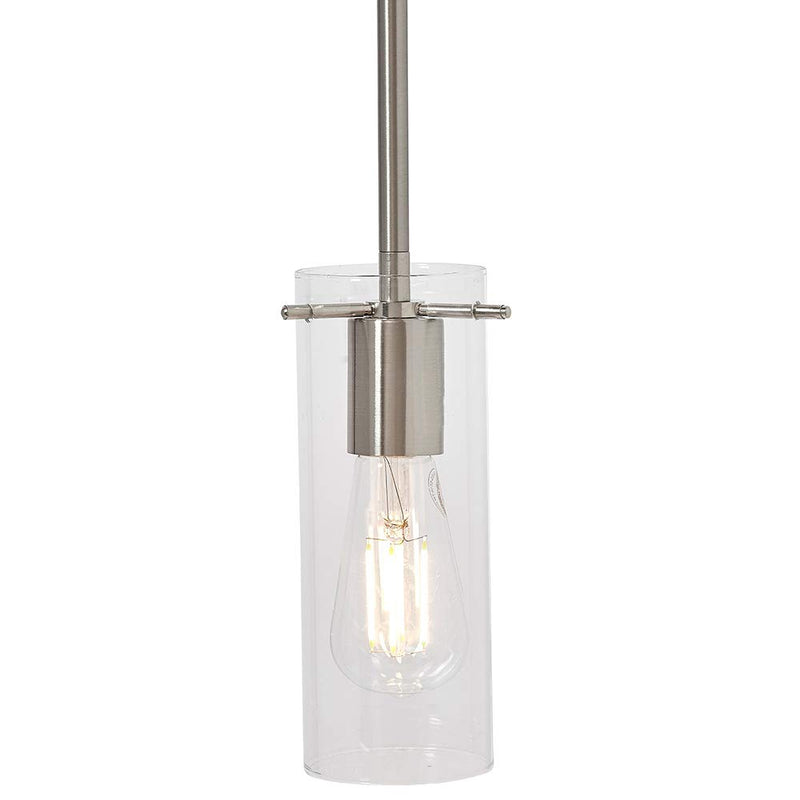 New, simple, modern pendant lamp made of clear glass with a brushed finish, contemporary