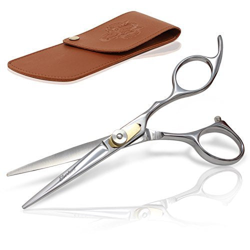 Beard scissors including faux leather case, free book, professional hair scissors