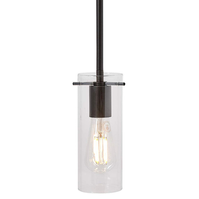 New simple modern pendant lamp made of clear glass, black finish, contemporary