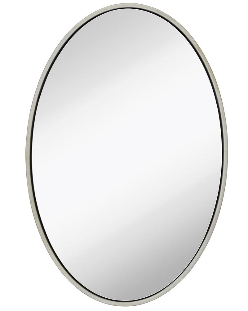 24x36 inch oval wall mirror with silver frame, large wooden mirror