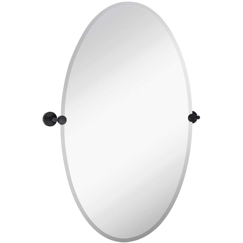 24" x 36" Frameless Oval Swivel Wall Mirror with Brushed Rounded Chrome Finish