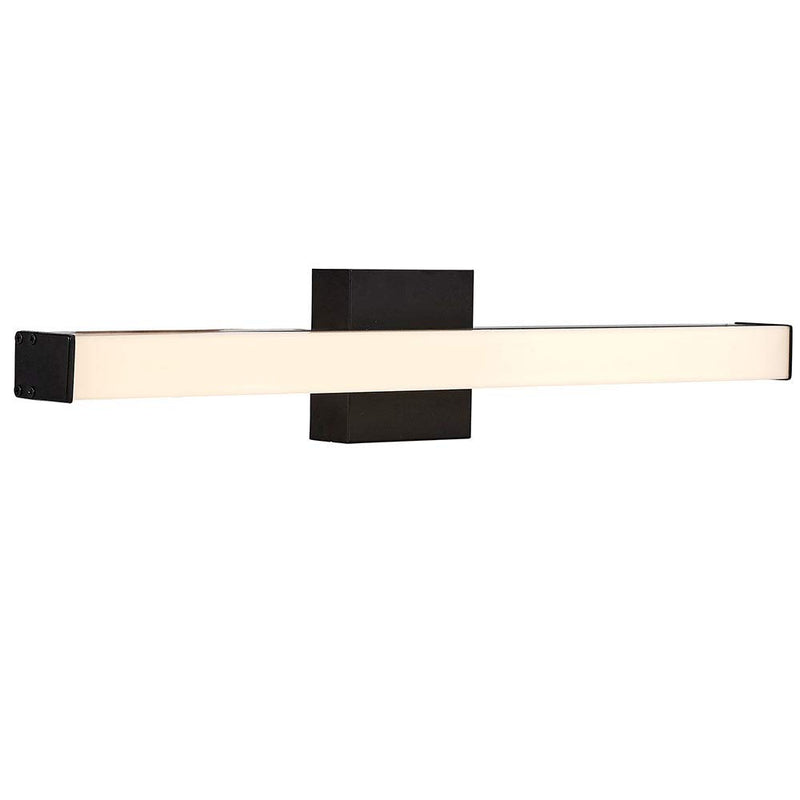 24-inch rectangular LED vanity light with thin bar in brushed black