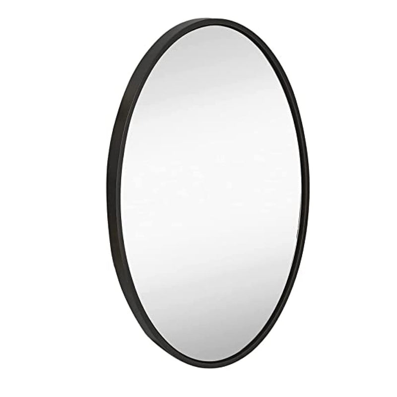 24" x 36" Contemporary Silver Oval Black Frame Large Modern Wall Mirror