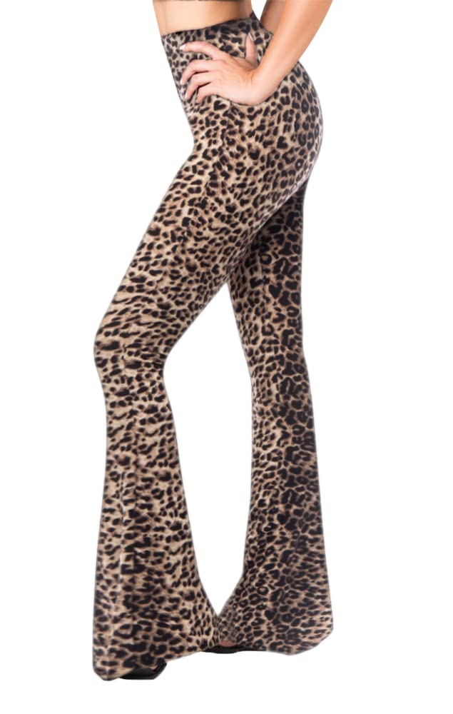 High-waisted flared wide-leg leggings, printed and solid, Reg & Plus