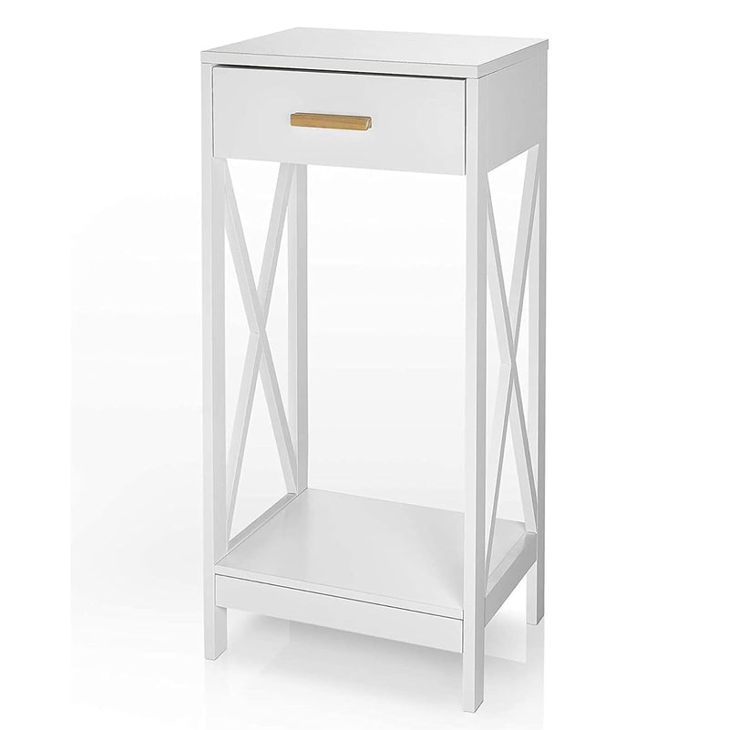 Modern side table, single drawer, storage space, high side tables, extendable