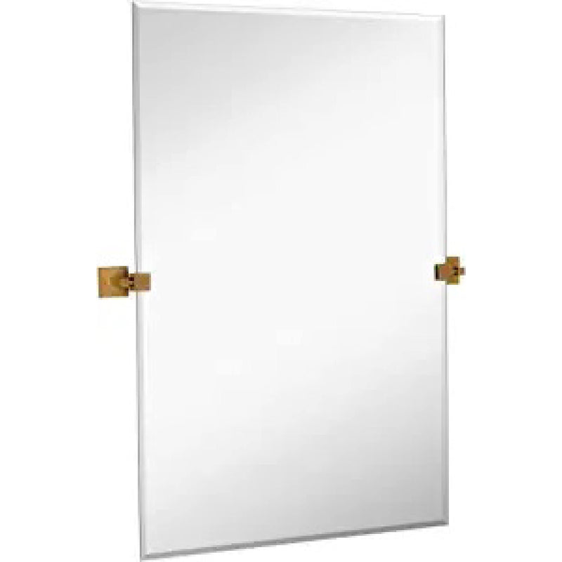 24" x 36" rotating wall mirror including brushed gold square wall brackets