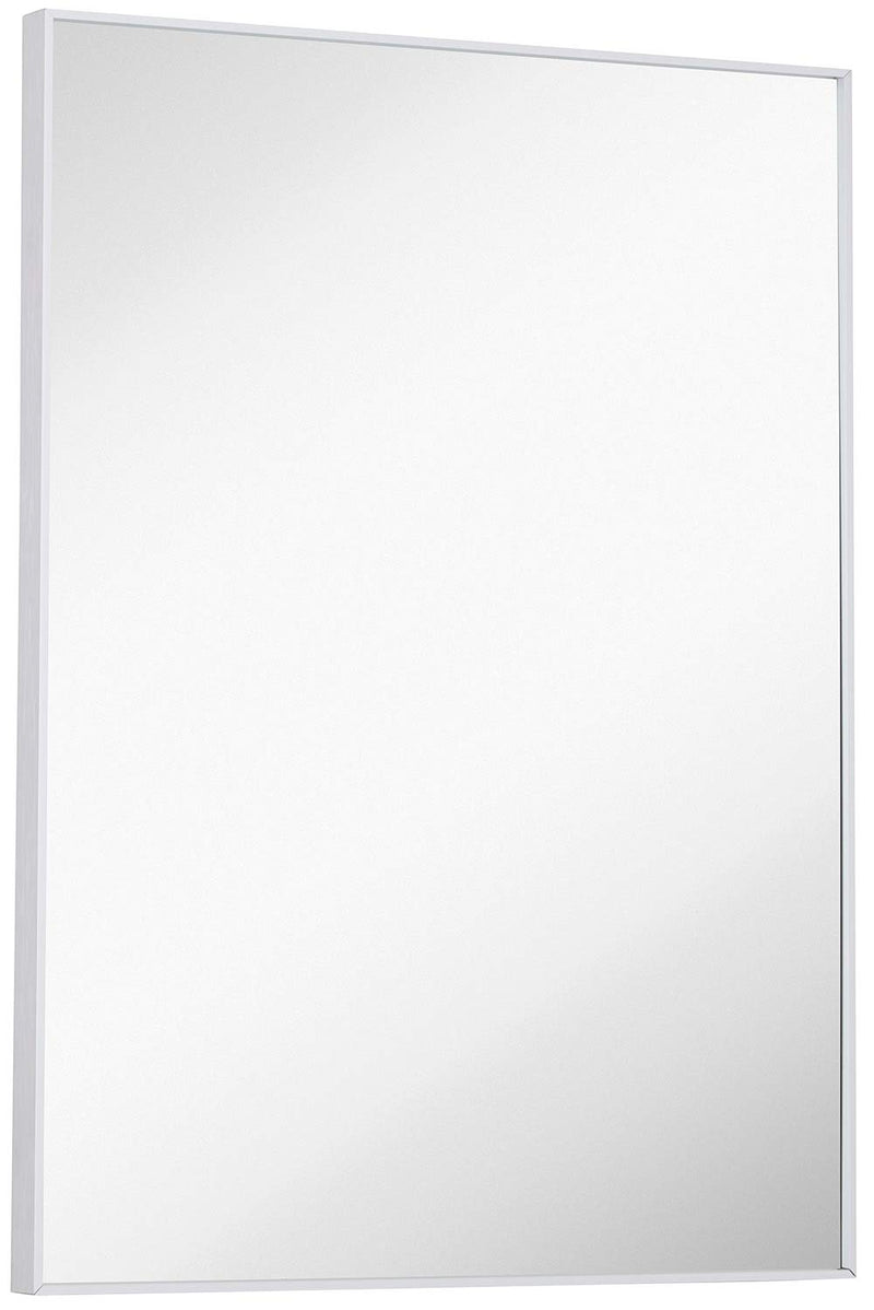 22" x 30" rectangular mirror with brushed silver metal frame and plain edge