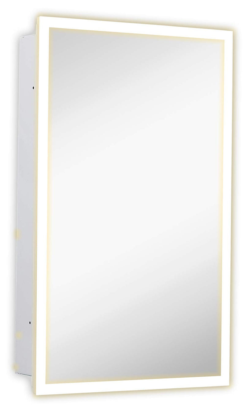 16" x 26" medicine cabinet with white lighting and backlit medication mirror