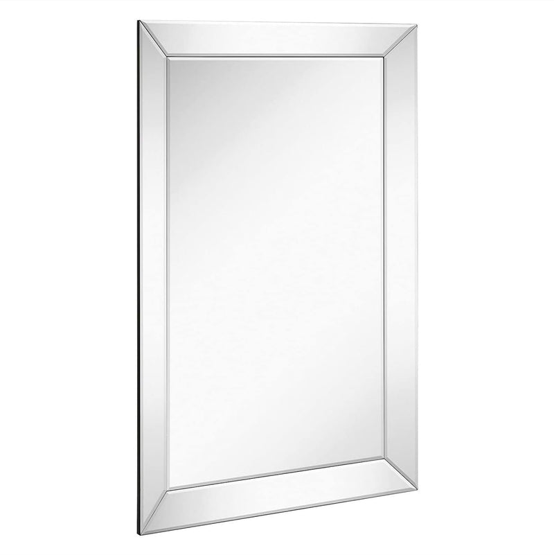 24 x 36 inch rectangular mirror with polished silver frame for wall