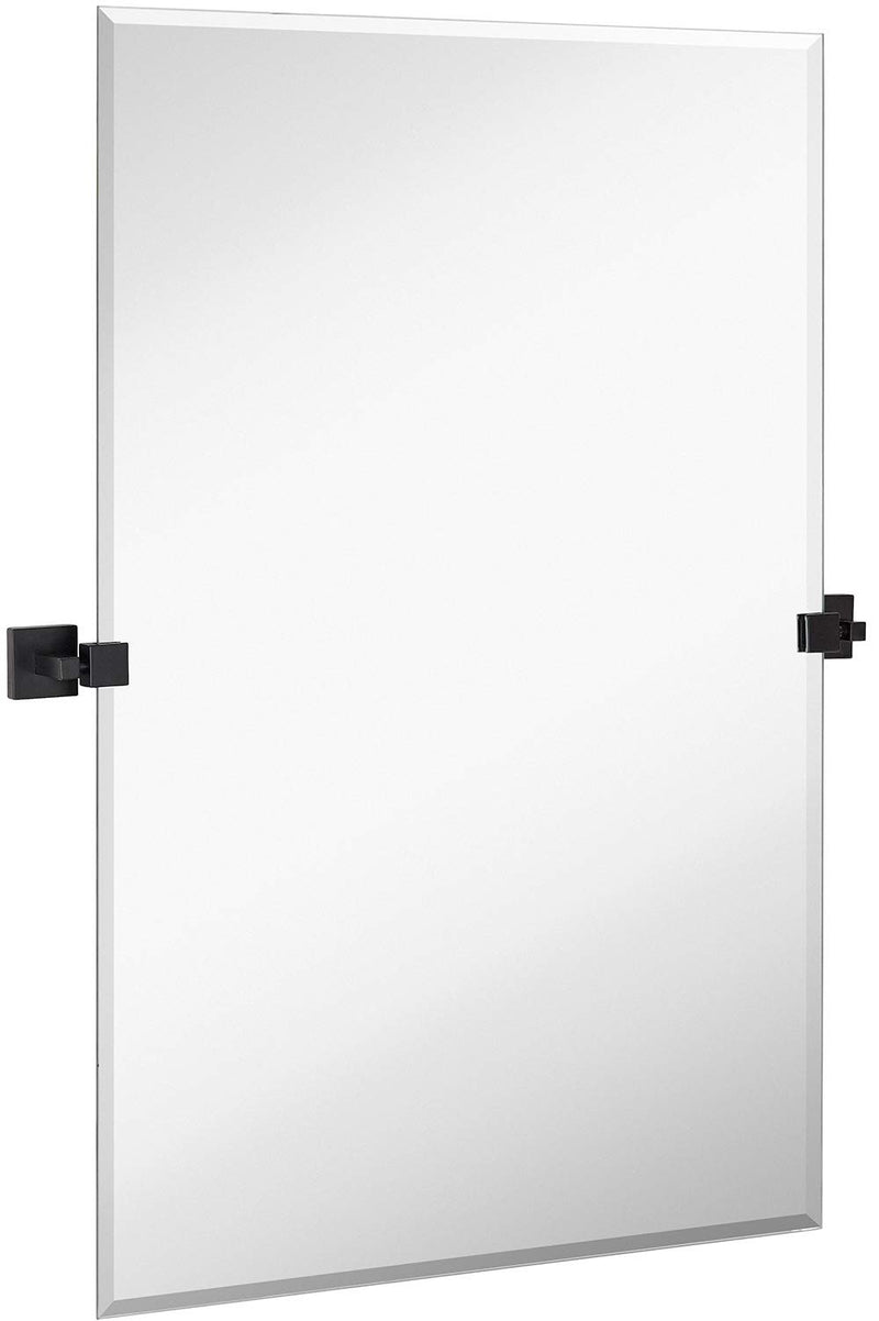 Swivel Wall Mirror with Brushed Chrome Brackets, Frameless Bathroom Mirror