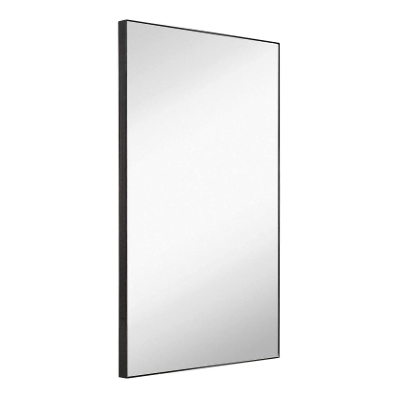 24 x 36 inch black brushed metal frame wall mounted rectangular vanity mirror