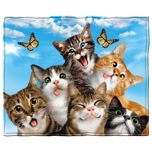 Kitten Fleece Blanket - Queen Size Cute Throw Blanket for Women Men