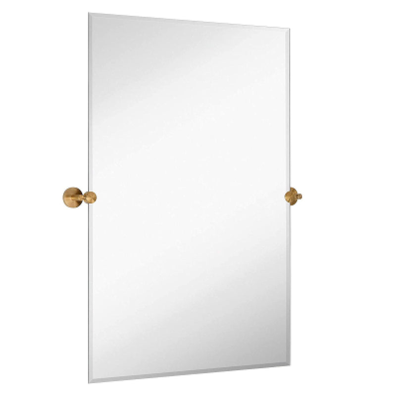 24x36 inch frameless swivel bathroom mirrors with brushed gold rounded finish