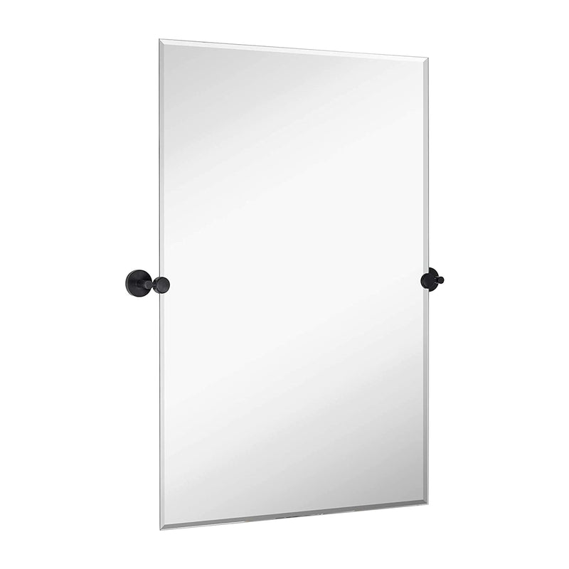 24x36 inch frameless swivel bathroom mirrors with matte black finish