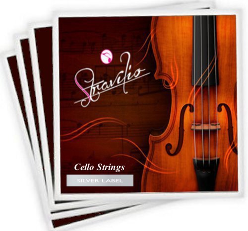 Set of cello strings, size 4/4 and 3/4 - A, D, G and C (silver)