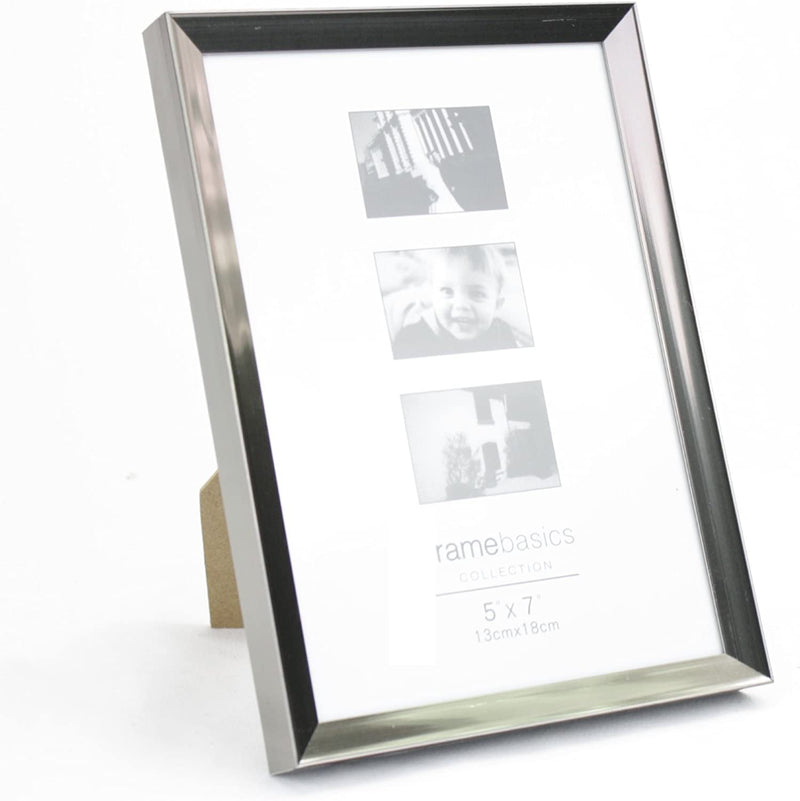 Picture frame chrome photo frame 18x13 cm including holder for setting up