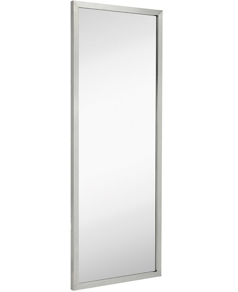 18" x 48" full length mirror with brushed silver metal frame, commercially available