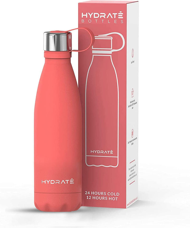 Super Insulated Stainless Steel Water Bottle - 500ml - Soft Coral - BPA Free