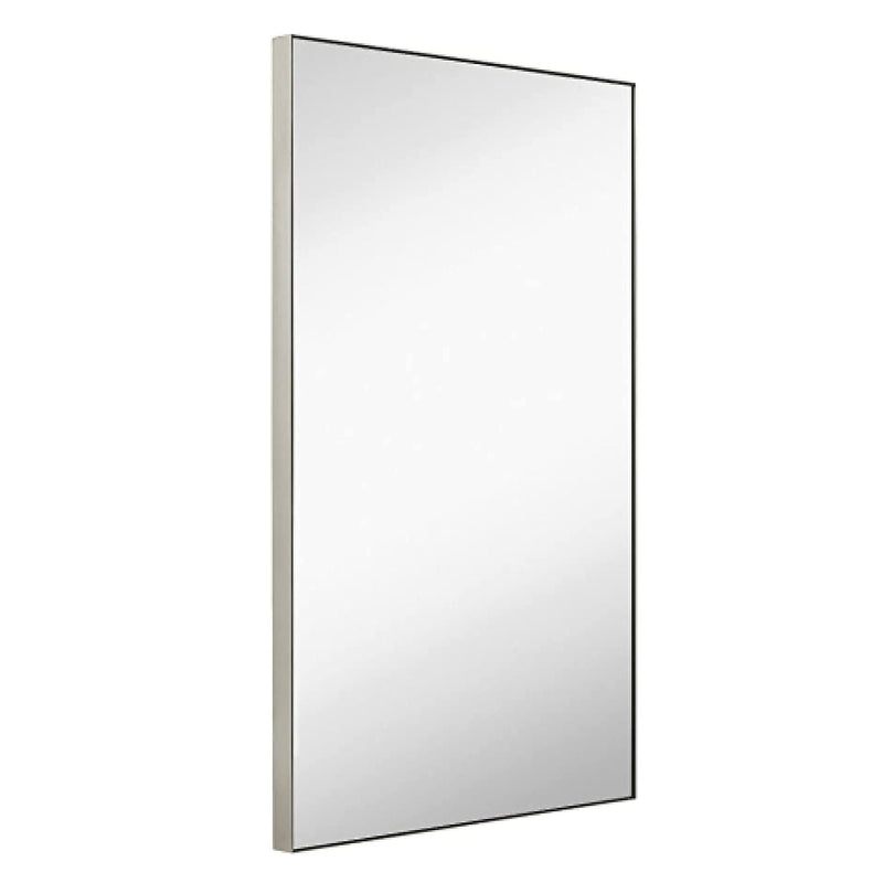 24x36 inch silver makeup mirror with brushed metal frame for wall