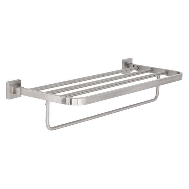 Flat brushed nickel towel rail with hanging rod, clean lines and high quality