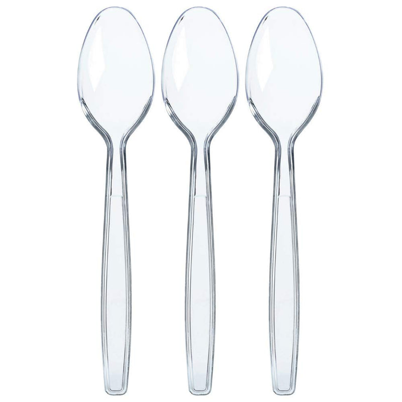 300 Clear Plastic Spoons in Bulk - Plastic Cutlery Spoons - Heavy Plastic Spoons