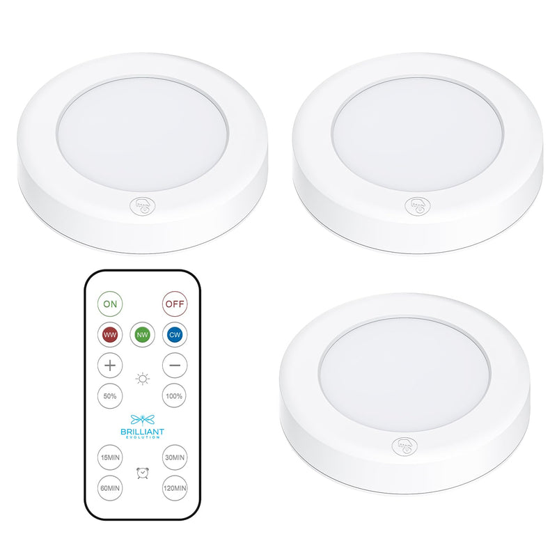 Wireless LED Puck Lights with Remote Control 3 Pack - Under Cabinet