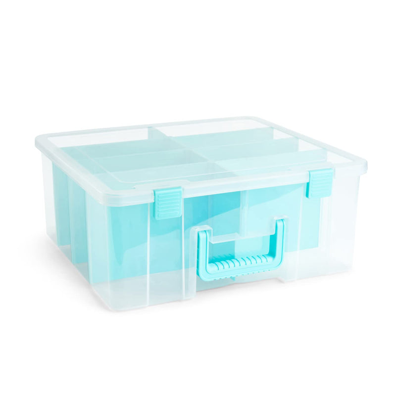 Storage Container with Organizers, 8 Deep Compartments, 15" x 6" x 14" (Inches), Blue