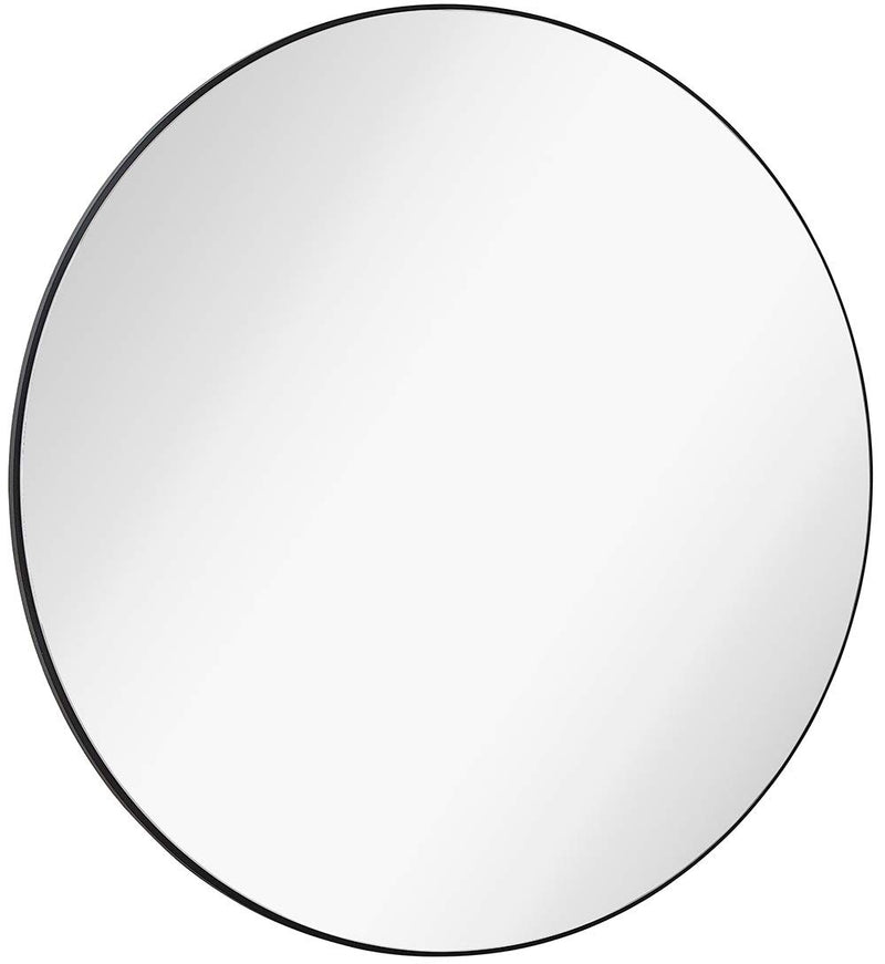 24" round modern round mirror in black brushed glass with thin edge