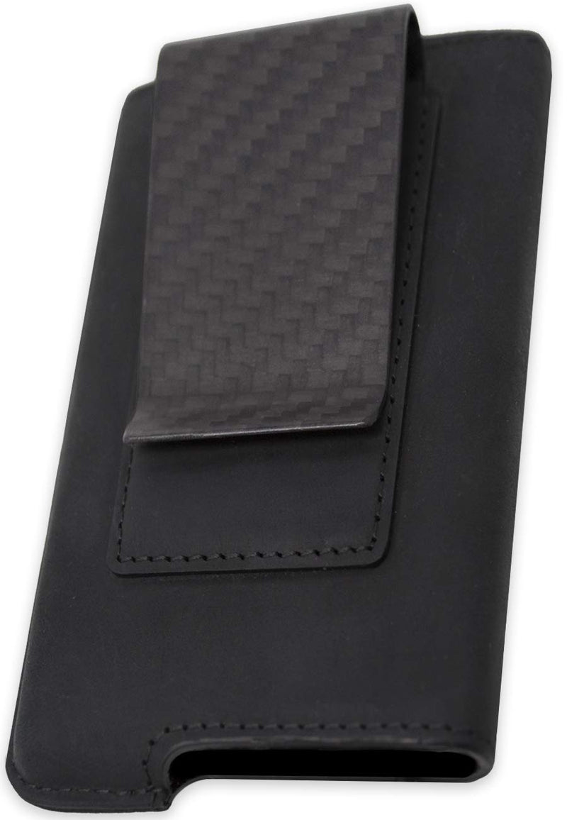 Carbon Fiber/Aluminum Pop Up Wallet Leather Case - Crazy Horse Leather Case