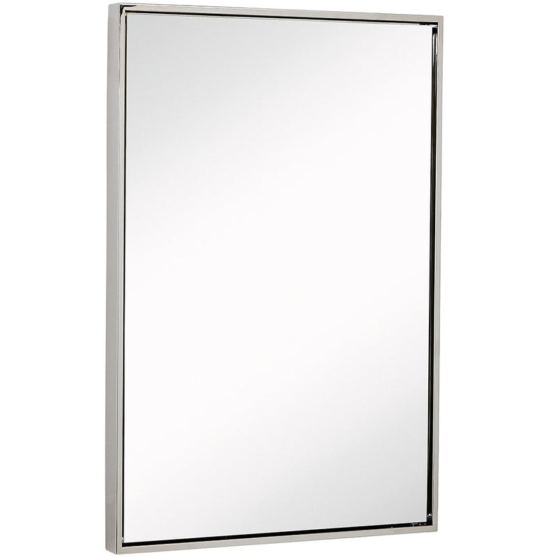 24x36 inch wall mirror with polished silver metal frame