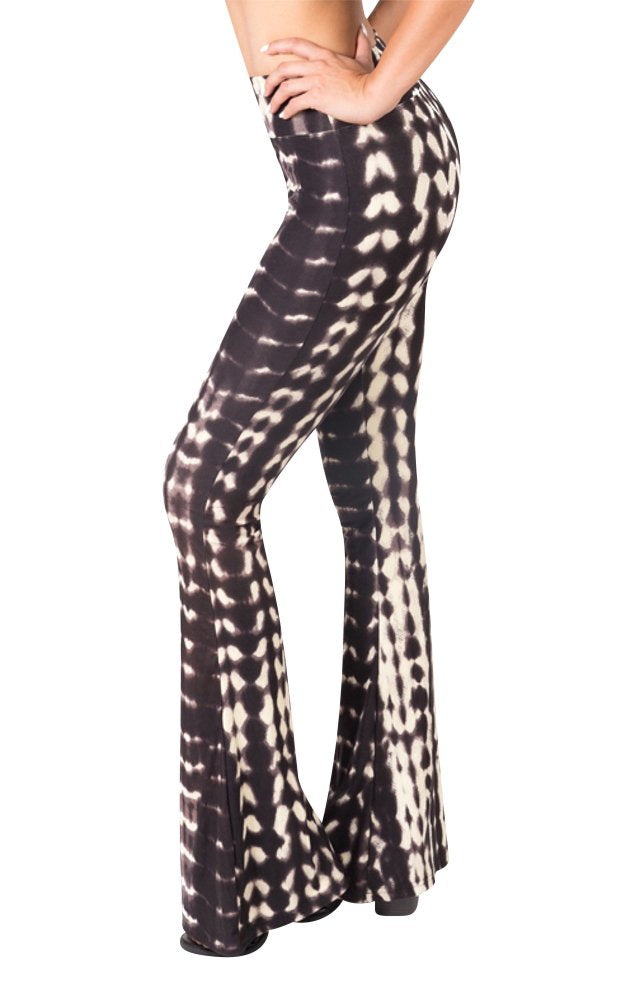 High-waisted flared wide-leg leggings, printed and solid, Reg & Plus