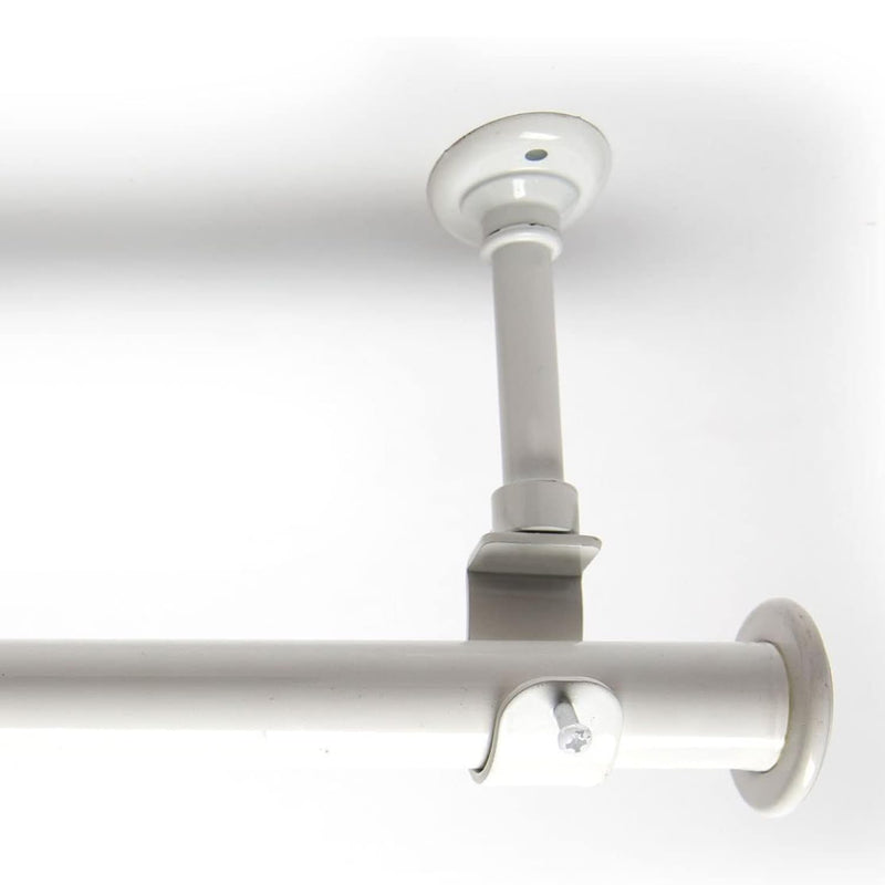 Adjustable ceiling brackets for curtain rods, white