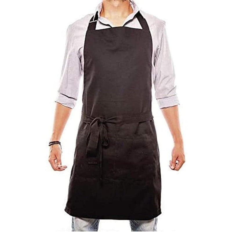 Adjustable Gabardine Cotton Bib Apron with Pockets - Kitchen Cooking Aprons