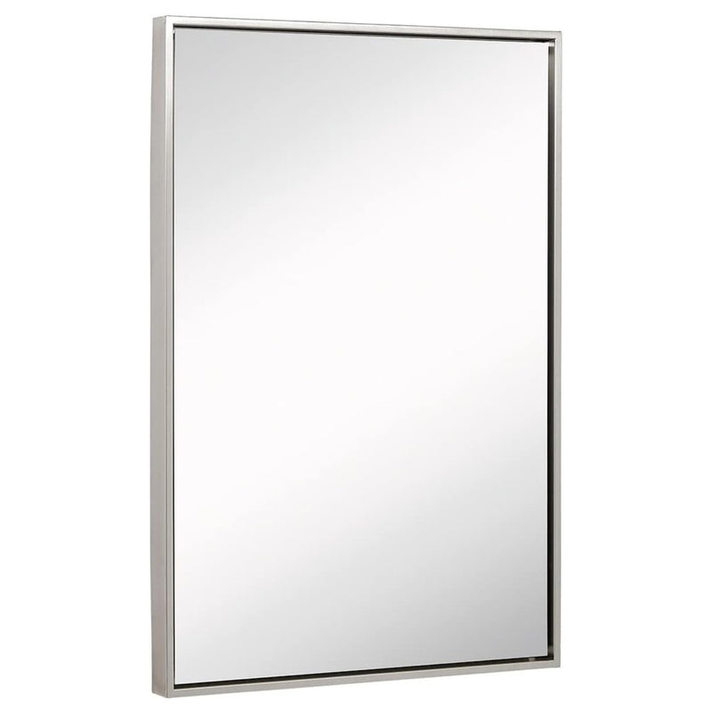 24x36 inch wall mirror with brushed silver metal frame