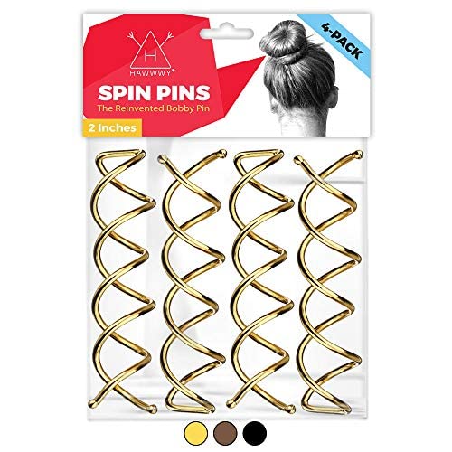 Spiral Spinning Needles - Pack of 4 Gold Spinning Needles. Simple and quick, scratch-free alloy bun