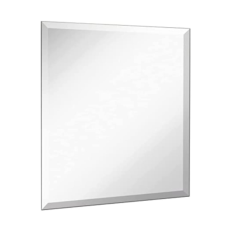 24x24 inch frameless rectangular mirror, small polished glass core back