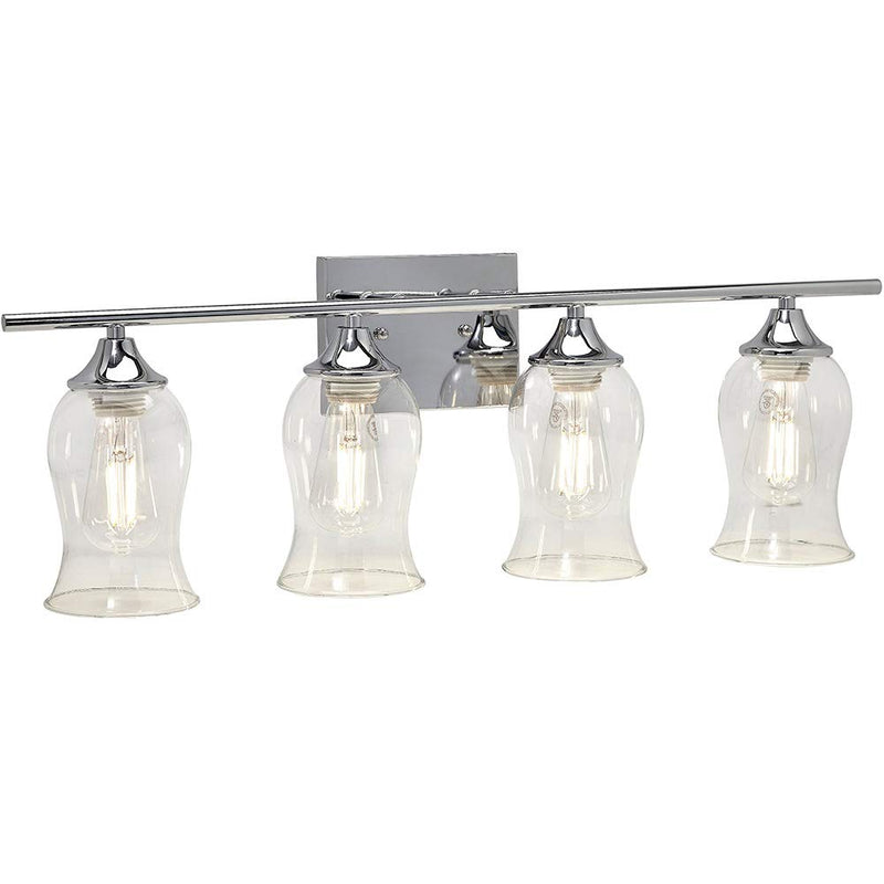 Classic bathroom vanity light with 4 polished chrome glass shades