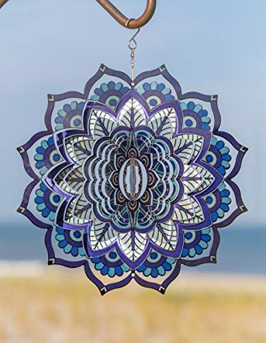 Mandala Kinetic Wind Spinner - Hanging Garden Decoration - Metal Yard and Garden