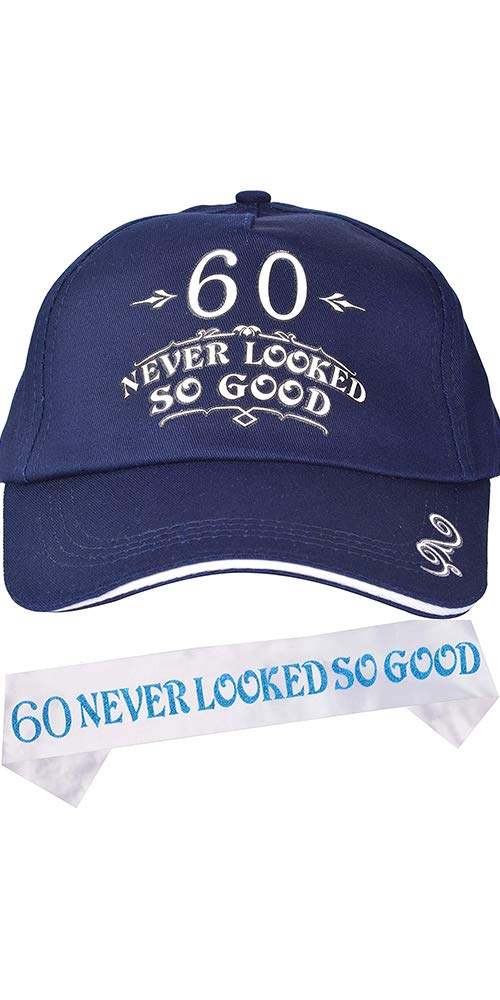 60th Birthday Gifts for Men, 60th Birthday Hat and Sash for Men, 60 has never looked like this