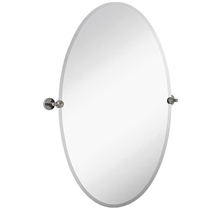 24x36 inch frameless oval rotating wall mirror with black rounded wall