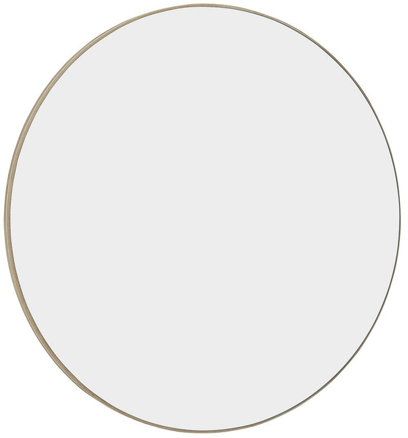 24" round modern natural brushed stainless steel round mirror, thin