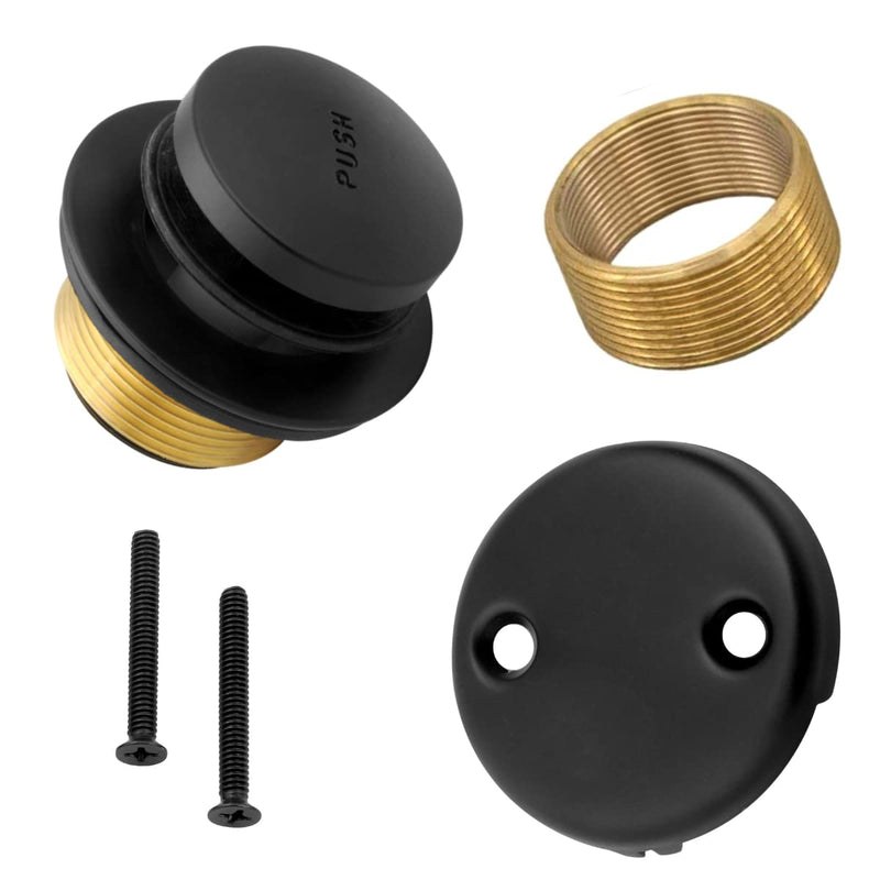 Tip-toe bathtub drain assembly, conversion kit, drain fitting and two holes