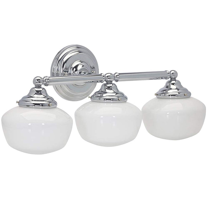 Triple rounded glass light, vanity bathroom lighting, classic