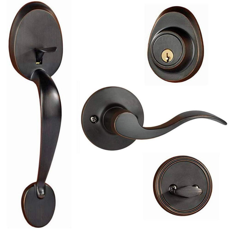 - Heavy duty single cylinder handle set with wave style lever handle - rubbed with oil