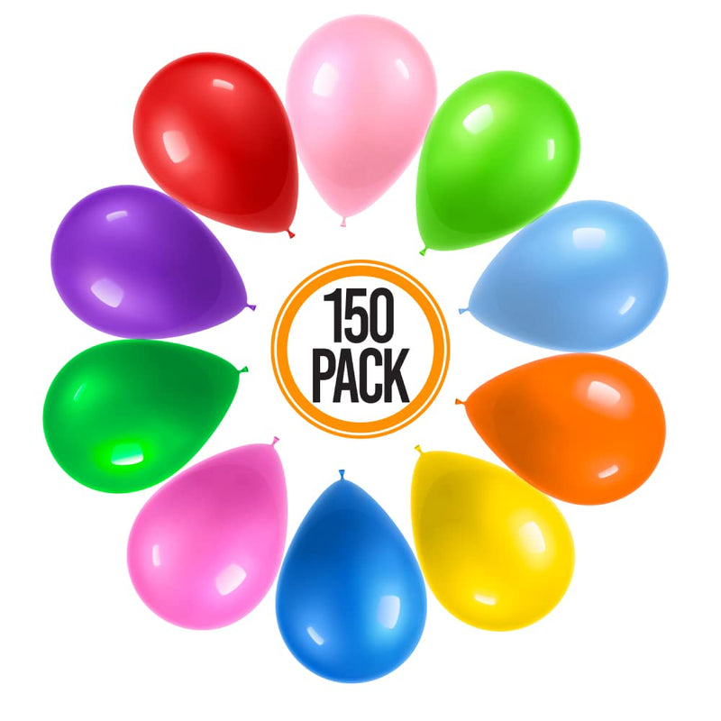 125 12 inch party balloons, 10 different rainbow colors - strong bulk pack