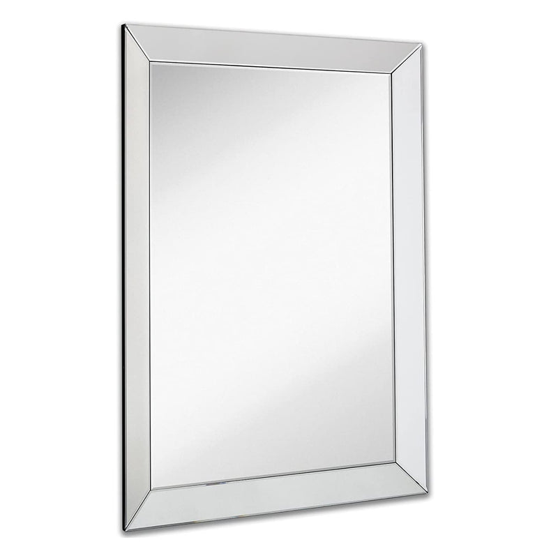 30" x 40" Rectangular Mirror with Polished Silver Frame for Wall Large