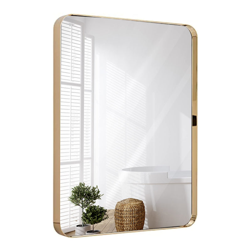 22x30 Inch Gold Frame Metal Mirror for Bathroom Polished Rectangular